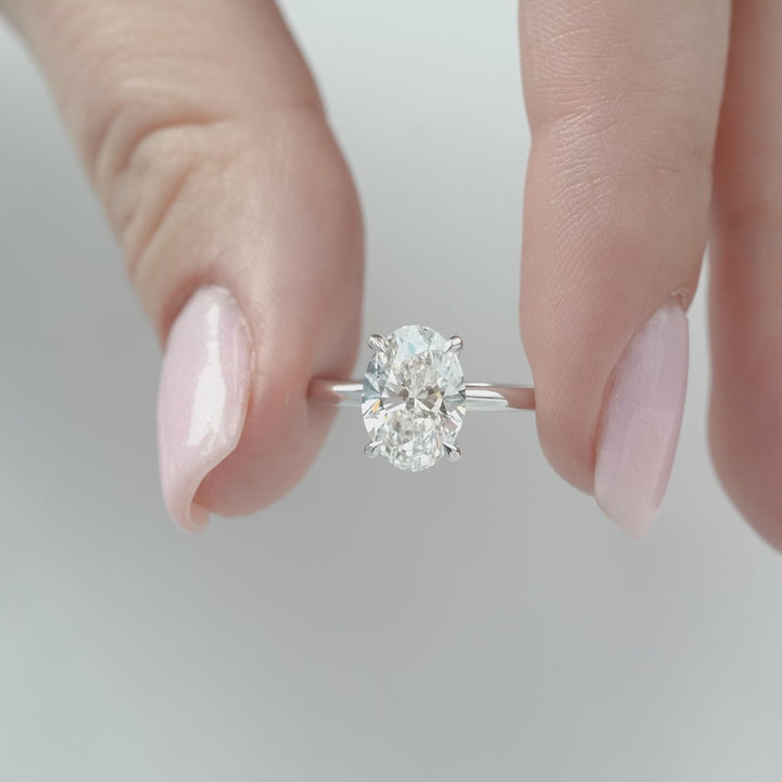 The Cecelia Oval Lab Diamond Moissanite Engagement Ring *Shown with 2 ct #material_white