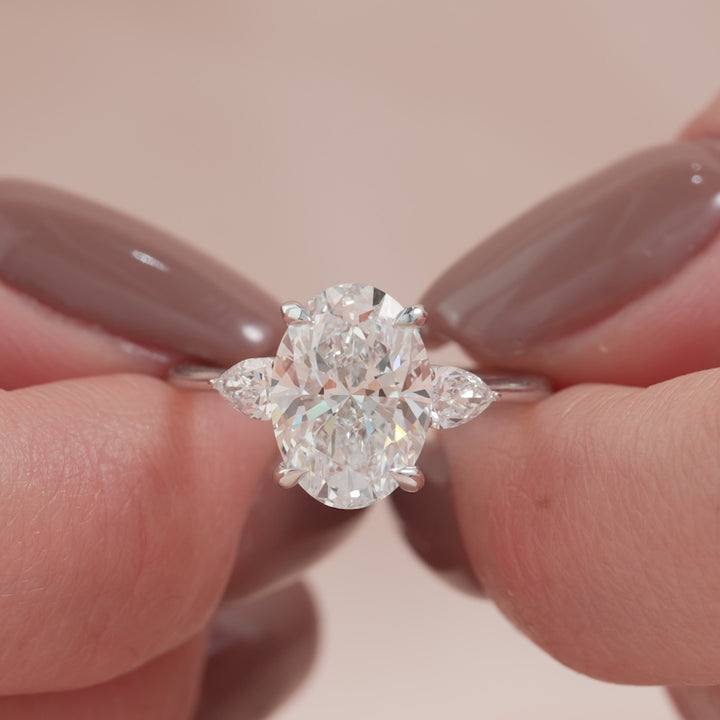 The Macy Oval Lab Diamond Moissanite Engagement Ring *Shown with 2.5 ct #material_white