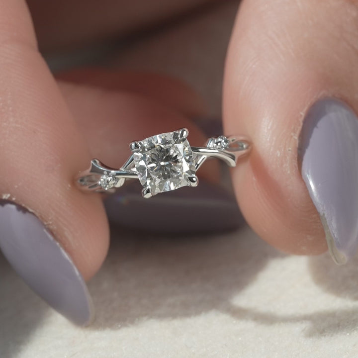 The Coco Cushion Lab Diamond Moissanite Engagement Ring *Shown with 1 ct #material_white