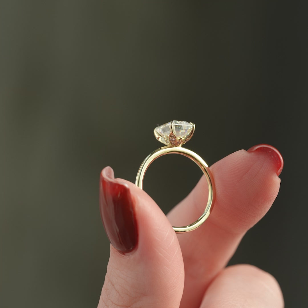 The Logan Emerald Lab Diamond Moissanite Engagement Ring