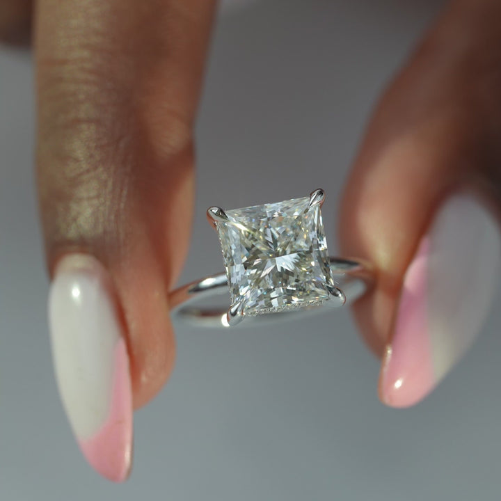 The Liberty Princess Lab Diamond Moissanite Engagement Ring *Shown with 3.5 ct #material_white