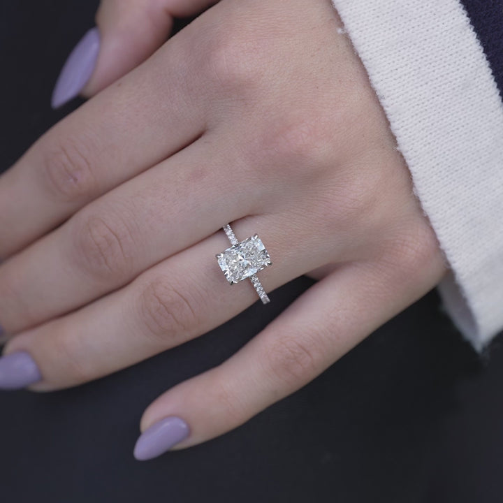 The Ayden Radiant Lab Diamond Moissanite Engagement Ring *Shown with 3 ct #material_white