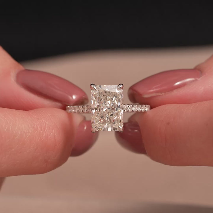The Pave Natasha Radiant Lab Diamond Moissanite Engagement Ring *Shown with 3.5 ct #material_white