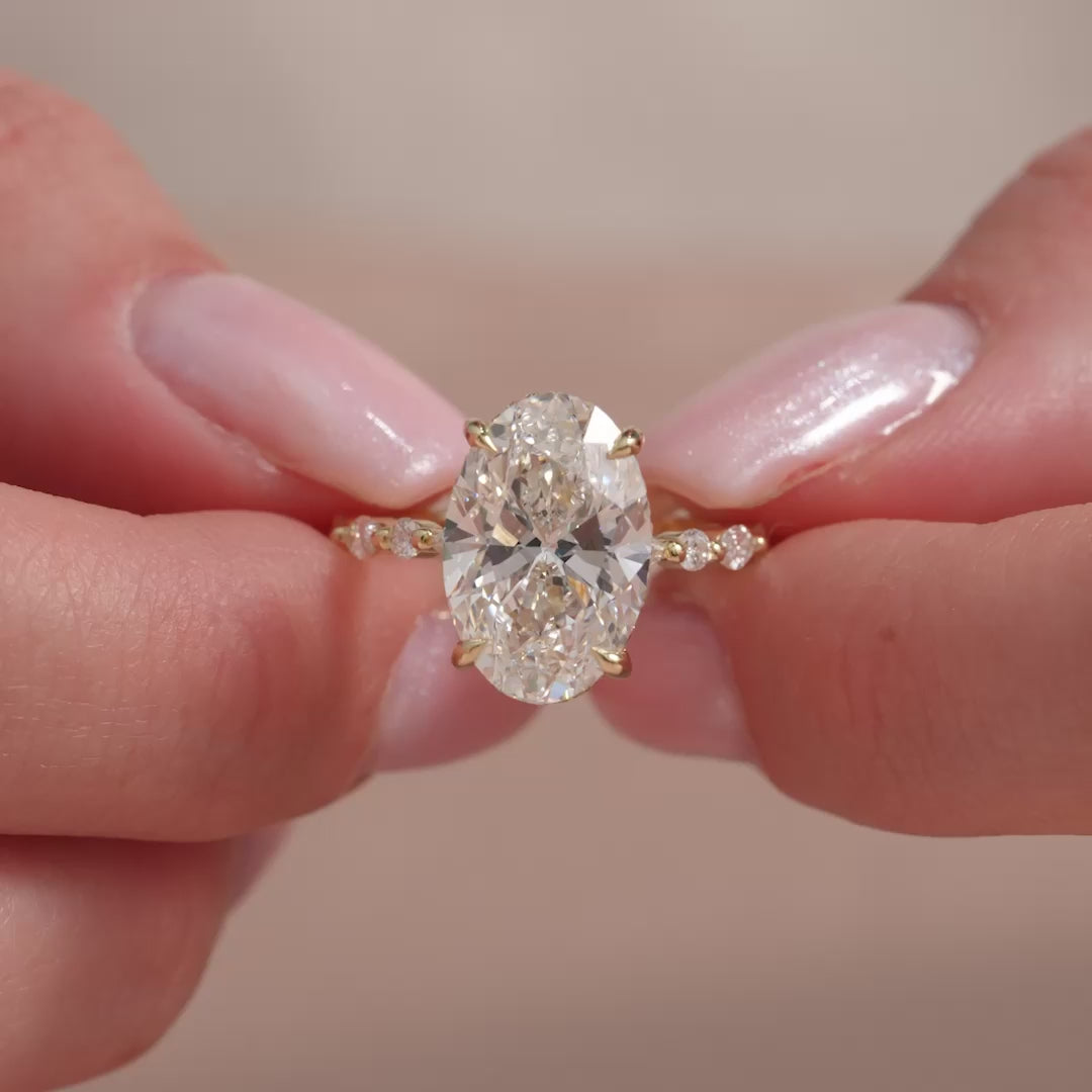 The Lyra Oval Lab Diamond Moissanite Engagement Ring