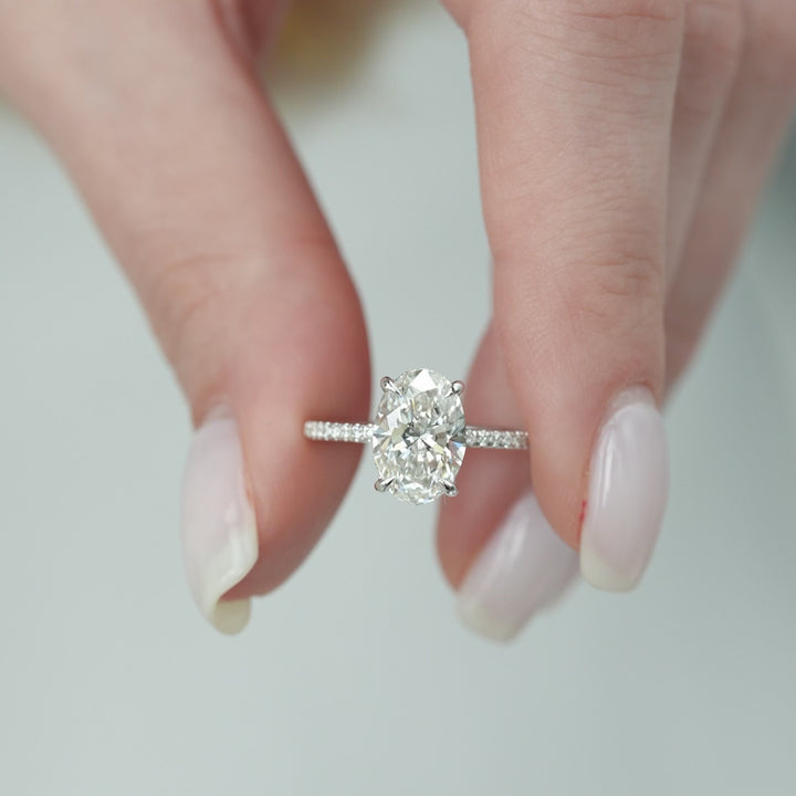 The Pave Sydney Oval Lab Diamond Moissanite Engagement Ring *Shown with 2.5 ct #material_white
