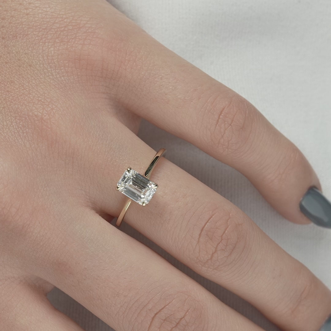 The Lacole Emerald Lab Diamond Moissanite Engagement Ring