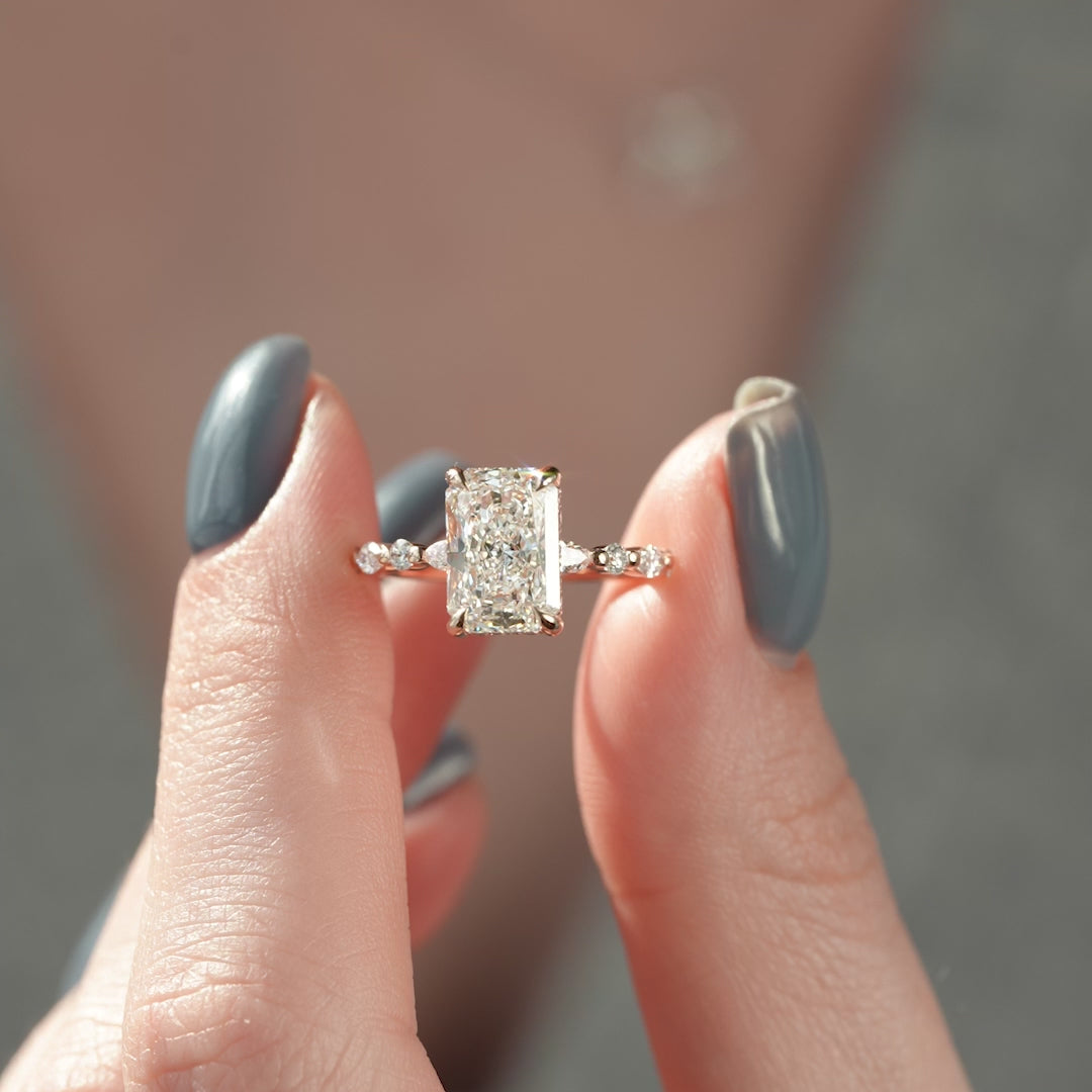The Lyra Radiant Lab Diamond Moissanite Engagement Ring