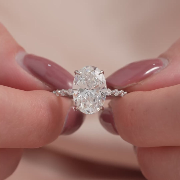 The Kimora Oval Lab Diamond Moissanite Engagement Ring *Shown with 4.5 ct #material_white