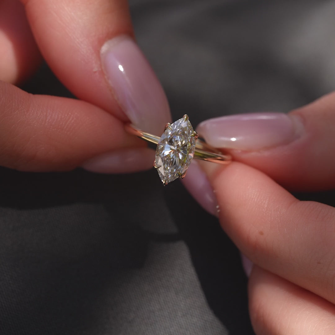 The Abby Marquise Lab Diamond Moissanite Engagement Ring