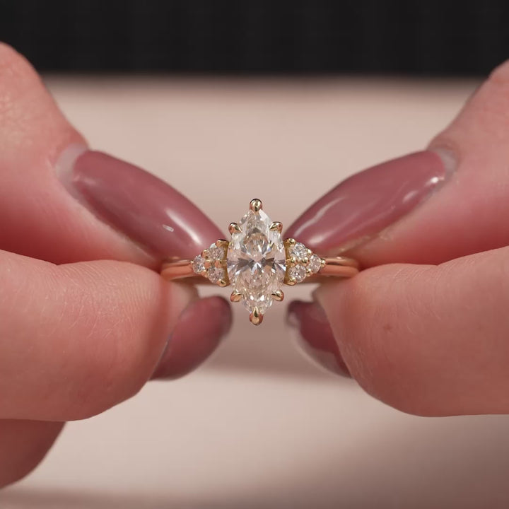 The Summer Marquise Lab Diamond Moissanite Engagement Ring *Shown with 1 ct #material_gold