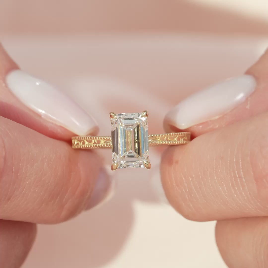 The Alexandra Emerald Lab Diamond Moissanite Engagement Ring