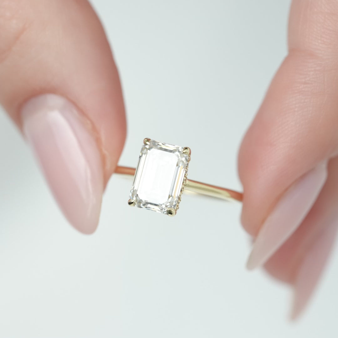 The Mabel Emerald Lab Diamond Moissanite Engagement Ring