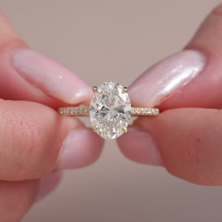 The Pave Lacole Oval Lab Diamond Moissanite Engagement Ring *Shown with 2.5 ct #material_gold
