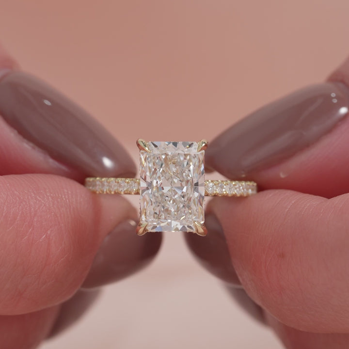 The Pave Liberty Radiant Lab Diamond Moissanite Engagement Ring *Shown with 2.5 ct #material_gold