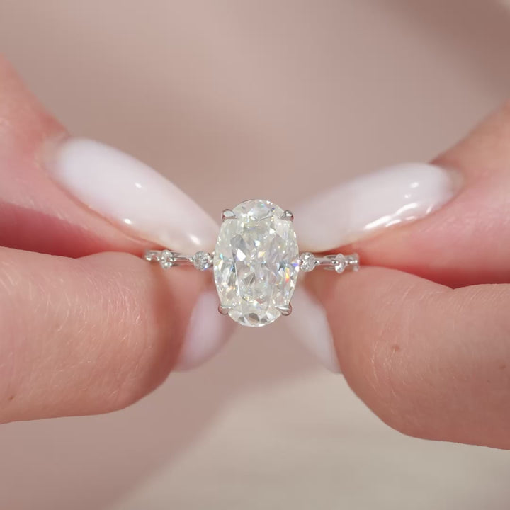 The Morgan Oval Lab Diamond Moissanite Engagement Ring *Shown with 3.5 ct #material_white