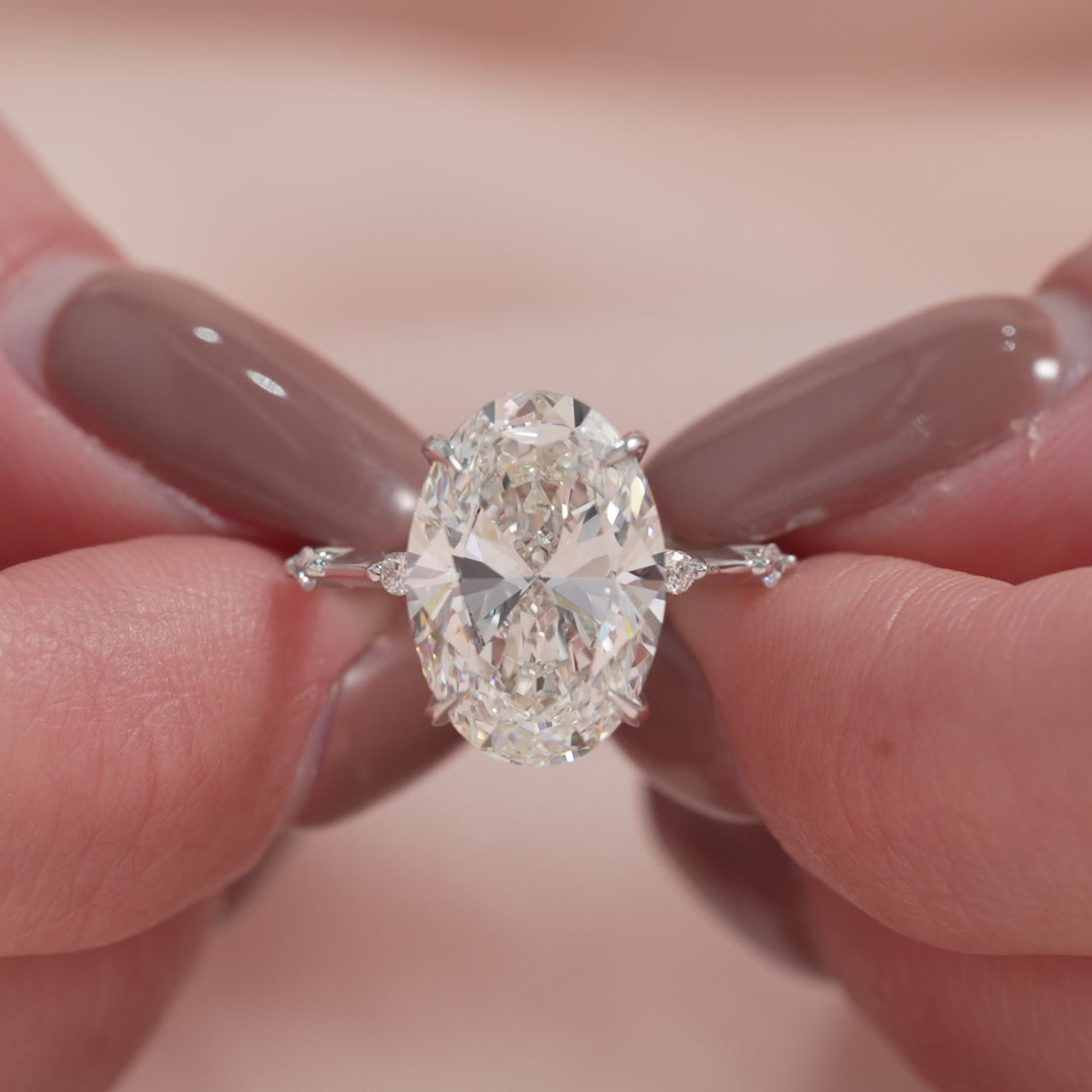 The Morgan Oval Lab Diamond Moissanite Engagement Ring