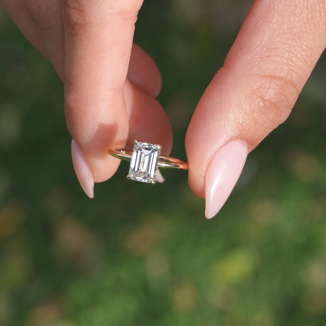 The Crown Liberty Emerald Lab Diamond Moissanite Engagement Ring