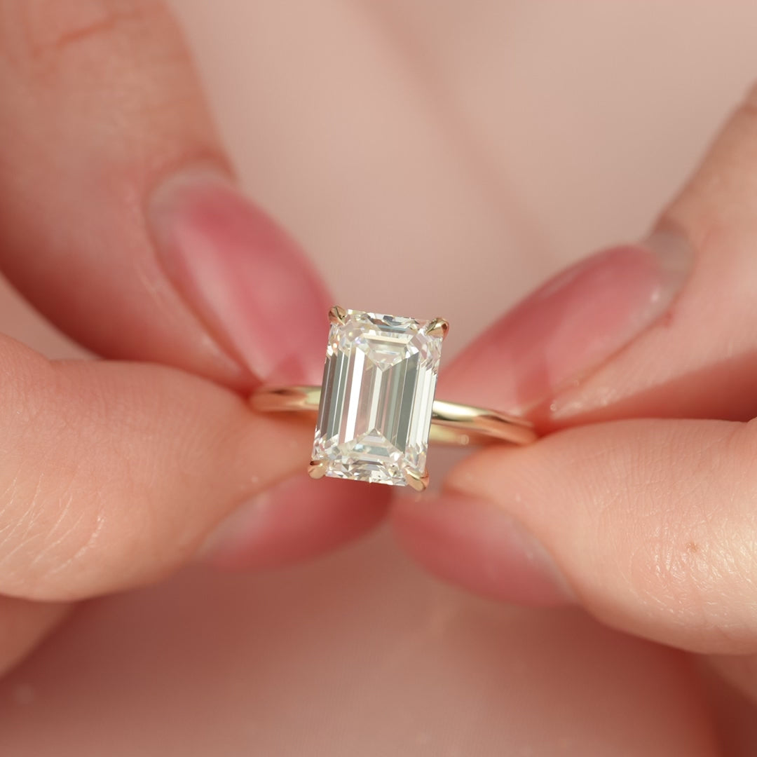 The Navy Emerald Lab Diamond Moissanite Engagement Ring