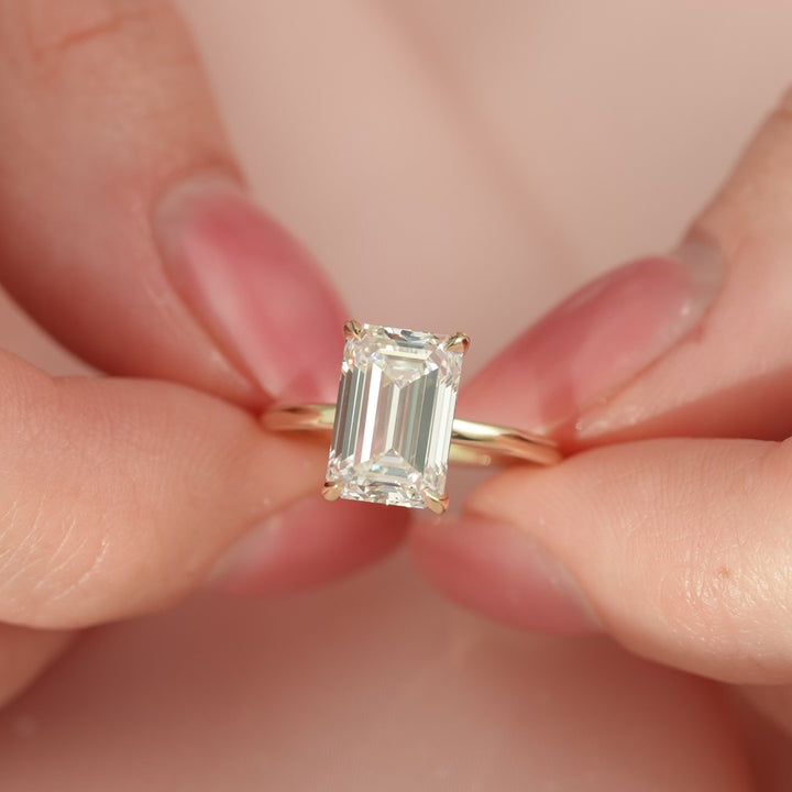 The Navy Emerald Lab Diamond Moissanite Engagement Ring *Shown with 3 ct #material_gold