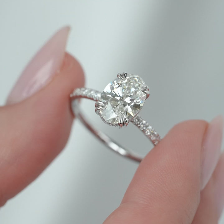 The Pave Liberty Oval Lab Diamond Moissanite Engagement Ring