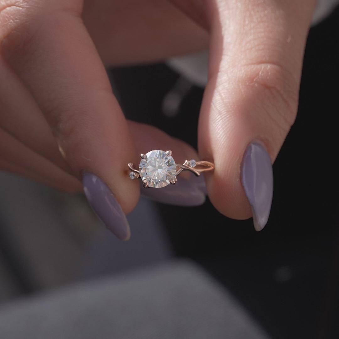 The Coco Round Lab Diamond Moissanite Engagement Ring