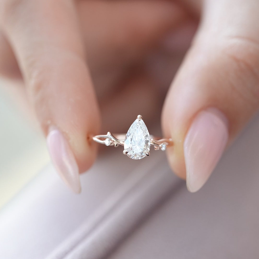 The Coco Pear Lab Diamond Moissanite Engagement Ring