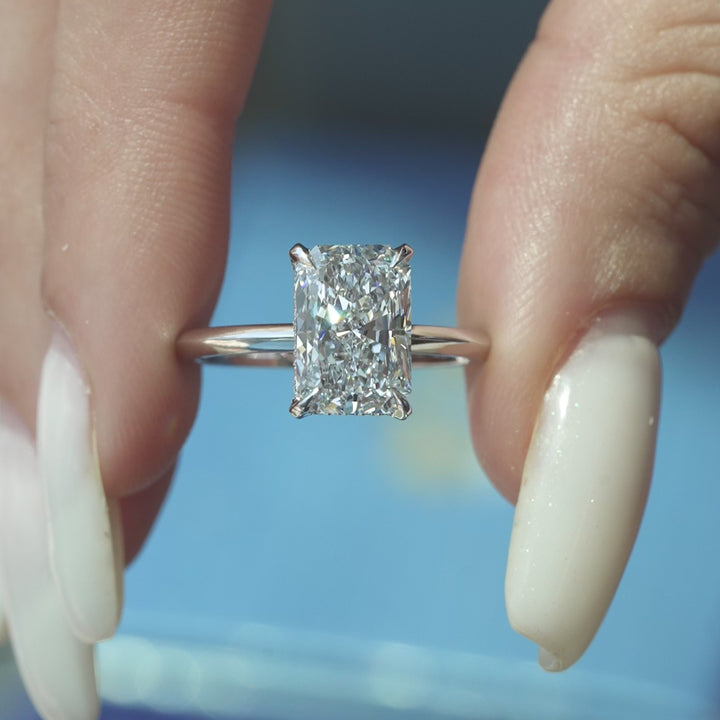 The Razor Liberty Radiant Lab Diamond Moissanite Engagement Ring *Shown with 3 ct #material_white