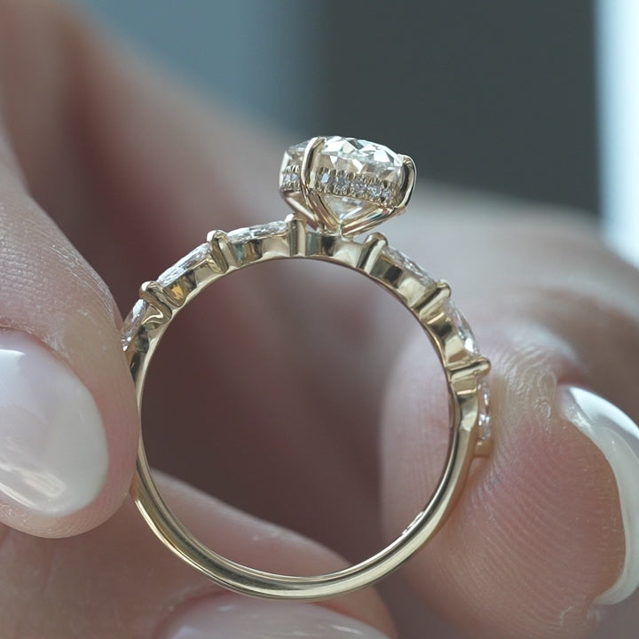 The Linda Oval Lab Diamond Moissanite Engagement Ring *Shown with 2 ct #material_gold