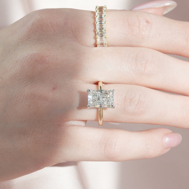 The Liberty Radiant Lab Diamond Moissanite Engagement Ring *Shown with 4 ct #material_gold