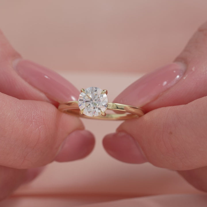 The Estella Round Lab Diamond Moissanite Engagement Ring *Shown with 1 ct #material_gold