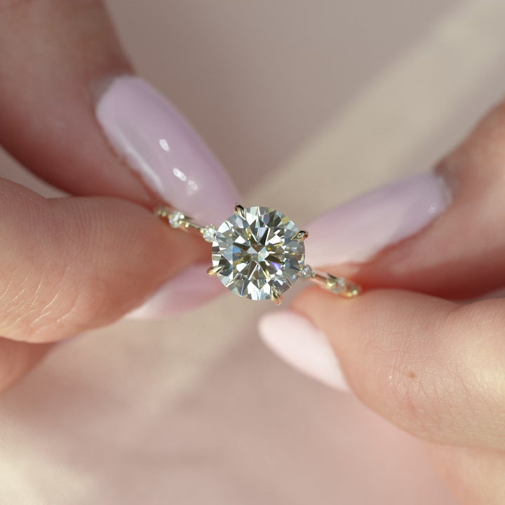 The Hidden Halo Morgan Round Lab Diamond Moissanite Engagement Ring *Shown with 2.5 ct #material_gold
