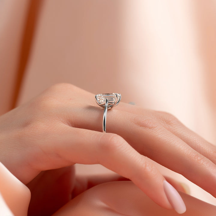 The Lacole Emerald Lab Diamond Moissanite Engagement Ring *Shown with 2 ct #material_white