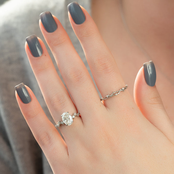 The Mona Oval Lab Diamond Moissanite Engagement Ring *Shown with 2 ct #material_white