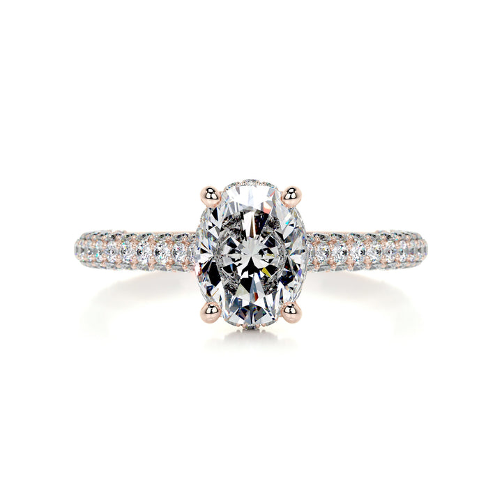 Riley Moissanite & Diamonds Ring Moissanite 14K Rose 1 Carat Round#material_14k-rose