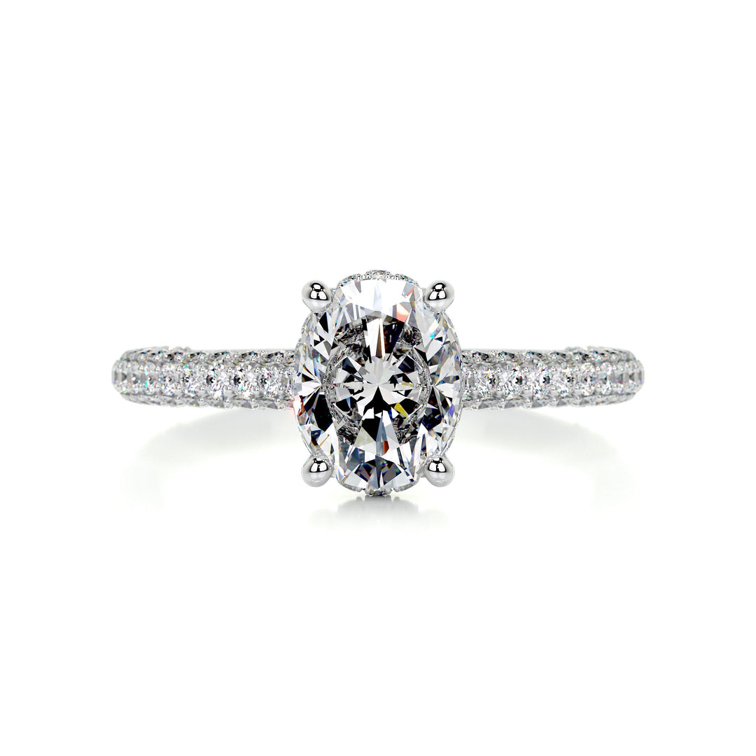 Riley Moissanite & Diamonds Ring Moissanite 14K White 1 Carat Round#material_14k-white