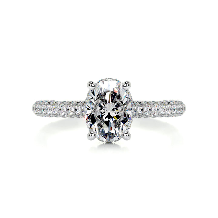 Riley Moissanite & Diamonds Ring Moissanite 14K White 1 Carat Round#material_14k-white