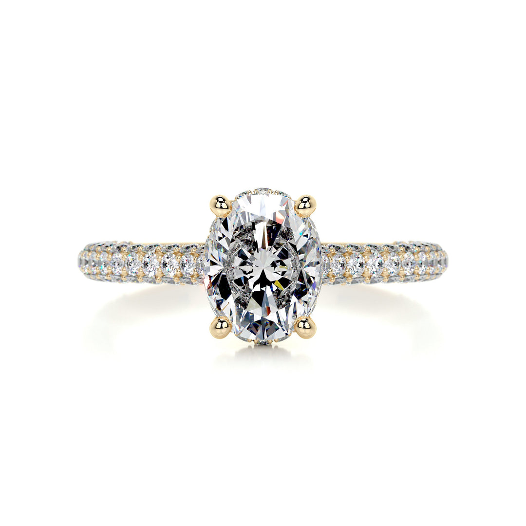 Riley Moissanite & Diamonds Ring Moissanite 18K Gold 1 Carat Round#material_18k-gold