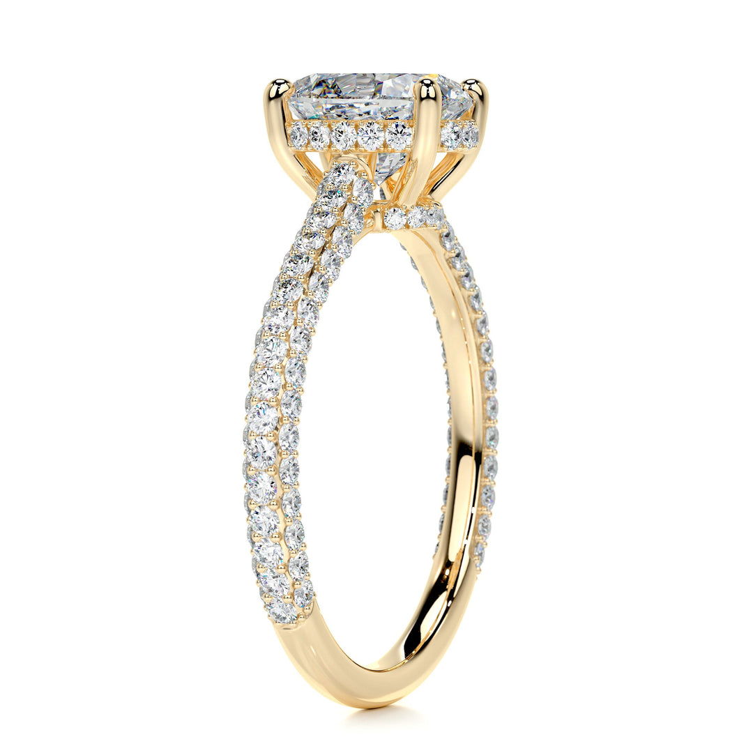 Riley Moissanite & Diamonds Ring Moissanite 18K Gold 2.15 Carat Round#material_18k-gold