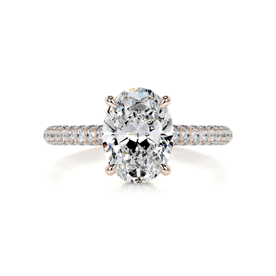 Sadie Moissanite & Diamonds Ring Moissanite 14K Rose 1 Carat Round#material_14k-rose