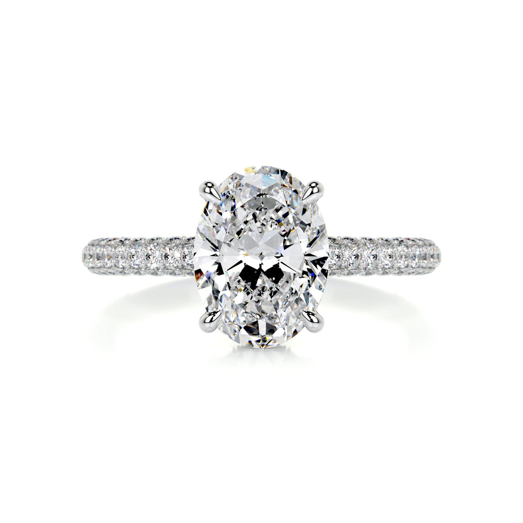 Sadie Moissanite & Diamonds Ring Moissanite 14K White 1 Carat Round#material_14k-white