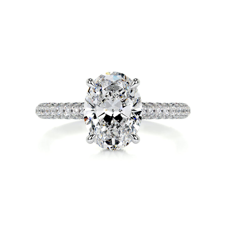 Sadie Moissanite & Diamonds Ring Moissanite 14K White 1 Carat Round#material_14k-white