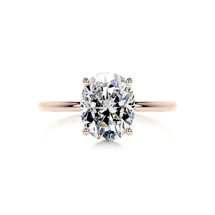 Savannah Moissanite & Diamonds Ring Moissanite 14K Rose 1 Carat Round#material_14k-rose