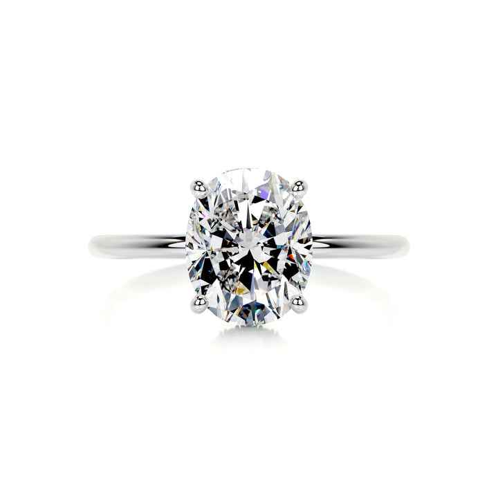 Savannah Moissanite & Diamonds Ring Moissanite 14K White 1 Carat Round#material_14k-white