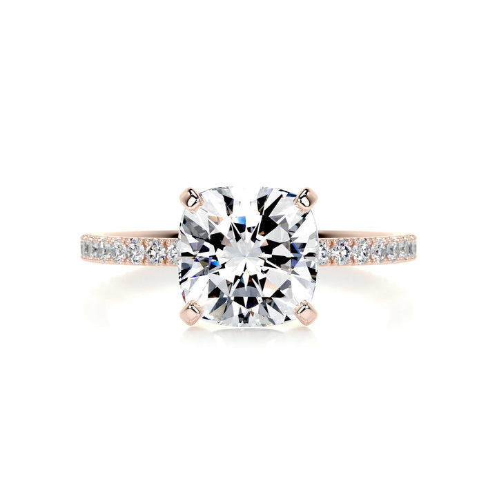 Stella Cushion Moissanite & Diamonds Ring Moissanite 14K Rose 1 Carat Round#material_14k-rose