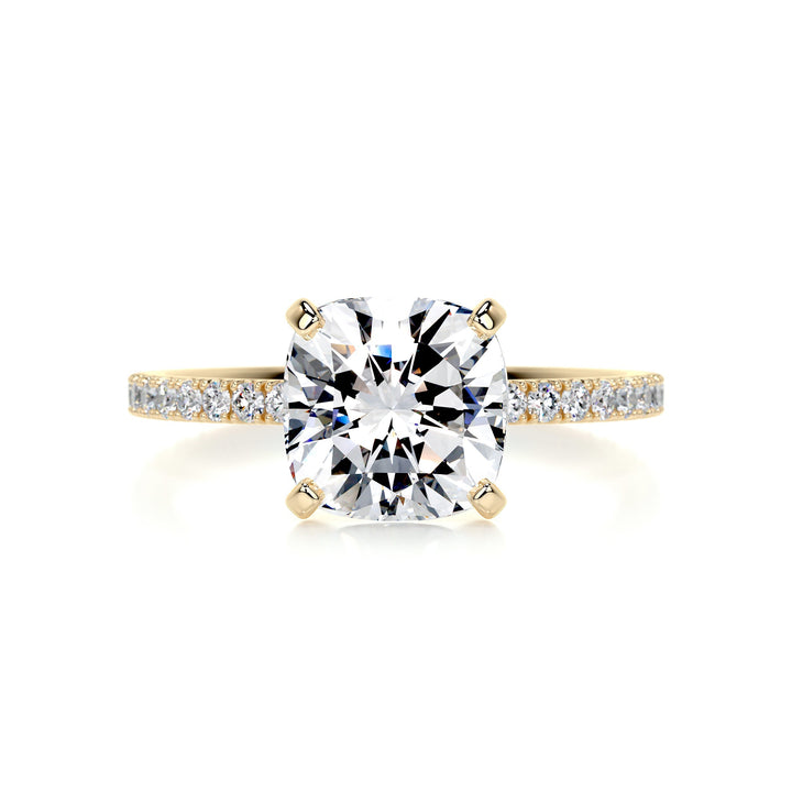 Stella Cushion Moissanite & Diamonds Ring Moissanite 18K Gold 1 Carat Round#material_18k-gold