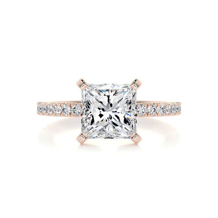 Stella Princess Moissanite & Diamonds Ring Moissanite 14K Rose 1 Carat Round#material_14k-rose