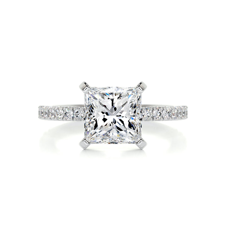 Stella Princess Moissanite & Diamonds Ring Moissanite 14K White 1 Carat Round#material_14k-white