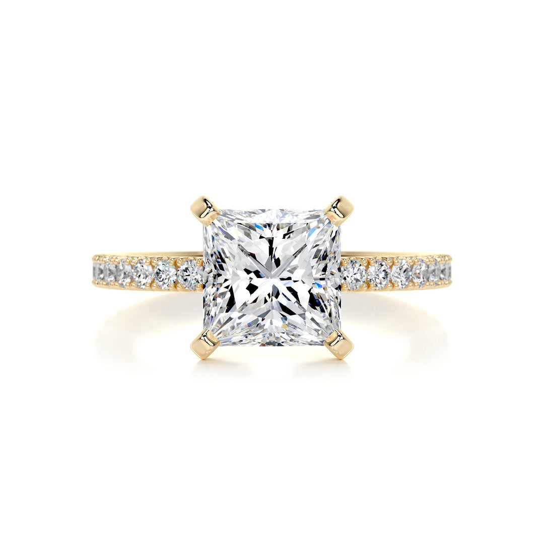 Stella Princess Moissanite & Diamonds Ring Moissanite 18K Gold 1 Carat Round#material_18k-gold