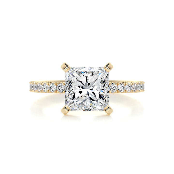 Stella Princess Moissanite & Diamonds Ring Moissanite 18K Gold 1 Carat Round#material_18k-gold