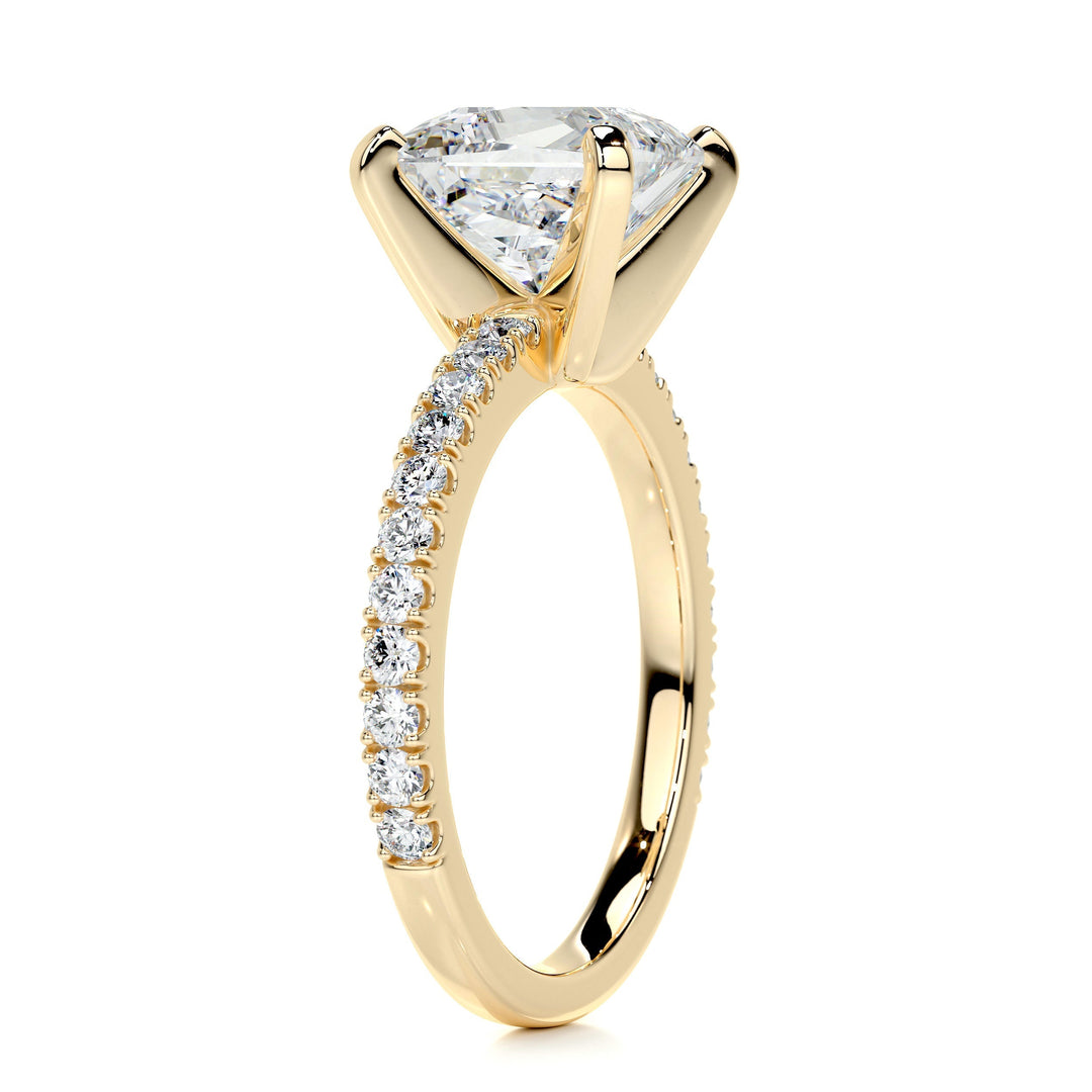 Stella Princess Moissanite & Diamonds Ring Moissanite 18K Gold 2.1 Carat Round#material_18k-gold